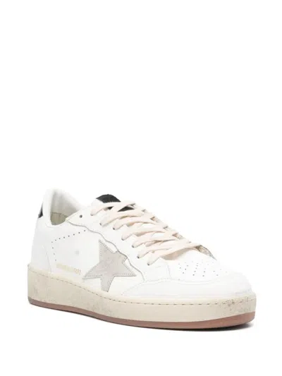 Golden Goose Ballstar 2 Leather Upper And Spur Suede Star Shiny Leather Heel Shoes In White