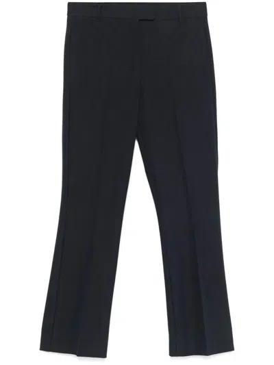 S Max Mara Cady Trousers With Metal Ring Belt In Blue