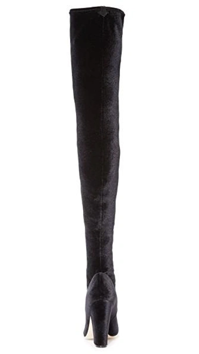 Shop Sergio Rossi Virginia Velvet Over The Knee Boots In Black
