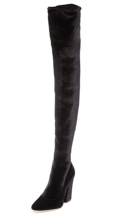 Sergio Rossi Suede Over-the-knee Boots In Black