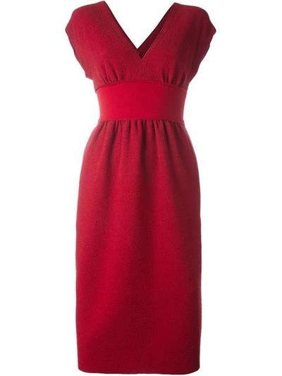 Shop Agnona 'runway' V-neck Dress - Red