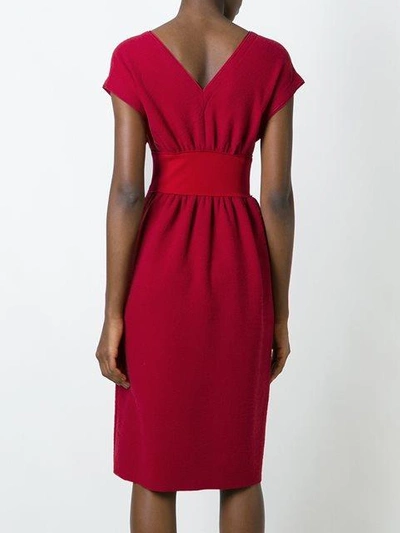 Shop Agnona 'runway' V-neck Dress - Red
