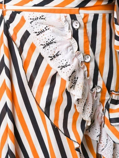Shop Isabela Capeto Stripe Ruffled Skirt In Multicolour