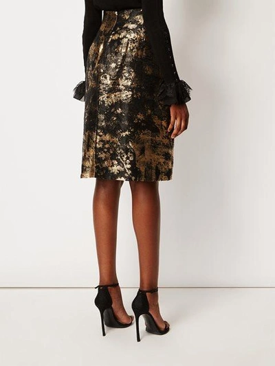 Shop Oscar De La Renta Floral Brocade Skirt