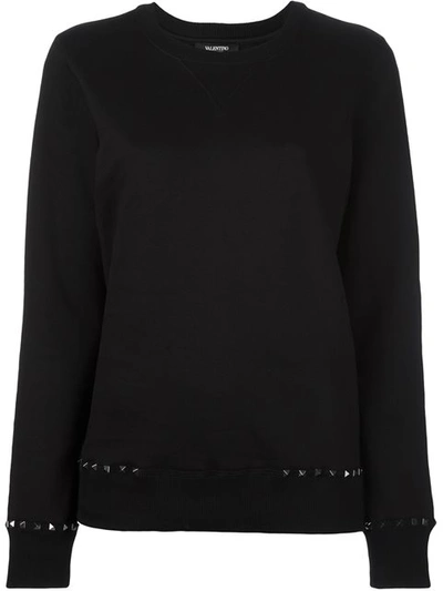 Valentino Rockstud-trim Cotton Sweatshirt, Black