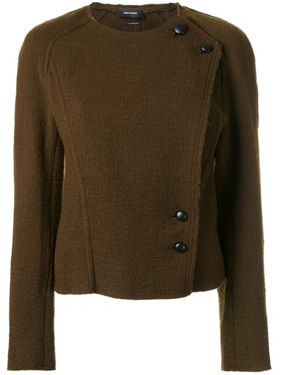 Isabel Marant Woman Lawrie Wrap-effect Wool Jacket Army Green