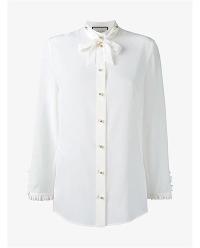Shop Gucci Silk Long Sleeve Shirt