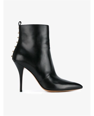 Shop Valentino Rockstud Leather Ankle Boots