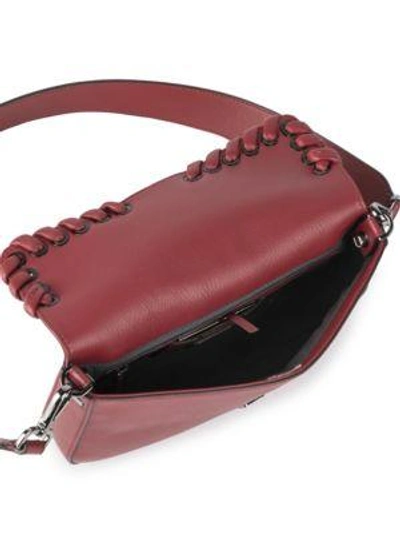 Shop Fendi Lace-up Leather Baguette In Ribes