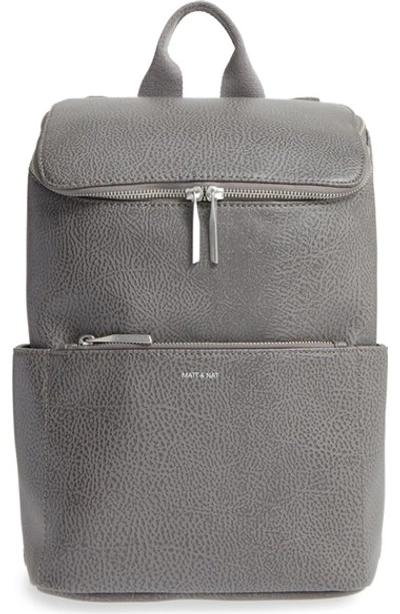 Matt & Nat 'brave' Faux Leather Backpack - Grey In Carbon