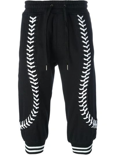 Shop Ktz Laced Up Cropped Trousers - Black