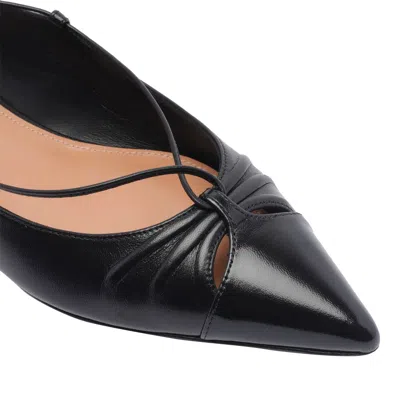 Aquazzura Gabi Lace-up Glossed-leather Point-toe Flats In Black