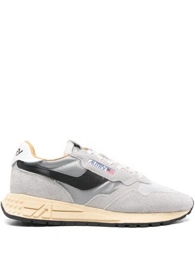 Autry Gray Suede And Nylon Reelwind Low Sneakers And Space In Silver