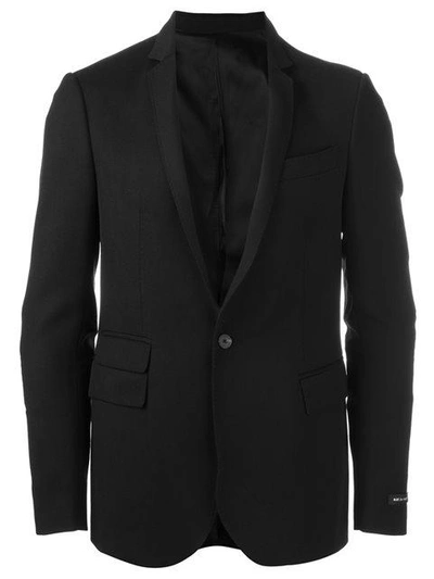 Les Hommes Quilted Elbow Blazer - Black