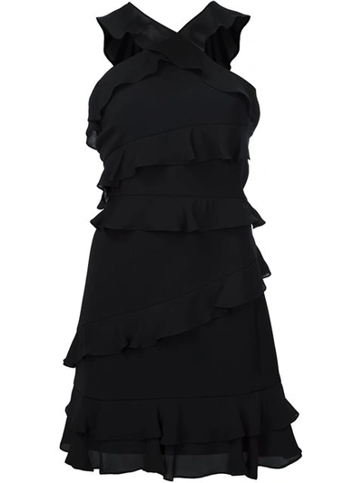 Cushnie Et Ochs Isadora Asymmetric Ruffled Dress, Black