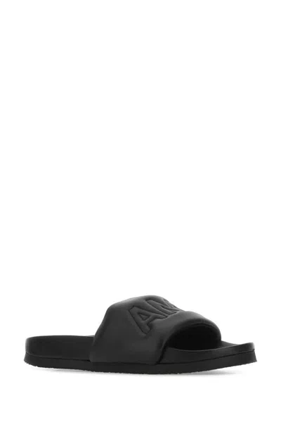 Ambush Quilted Lettering Logo Sliders Man Sandals Black Size 9 Calfskin In Black