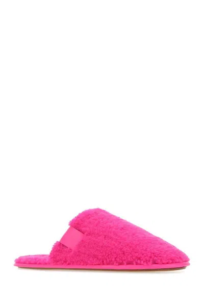 Loewe Man Fluo Pink Eco Shearling Slippers In Pink