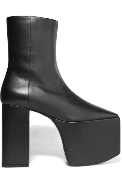Shop Balenciaga Leather Platform Ankle Boots