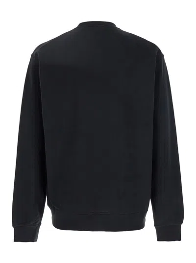 Dsquared2 Black Crewneck Sweatshirt With Logo Lettering On The Front In Cotton Man In Black