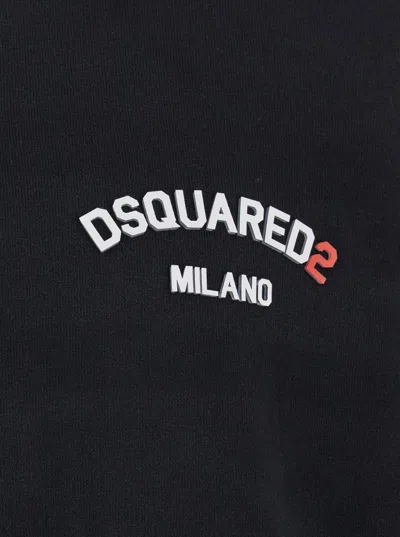 Dsquared2 Black Crewneck Sweatshirt With Logo Lettering On The Front In Cotton Man In Black
