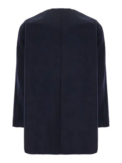 Theory Blue Hood With Hidden Front Closure In Wool Woman In Blue