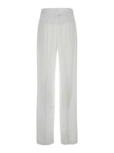 Alberta Ferretti White High Waist Pants With Concealed Closure In Silk Blend Woman In White