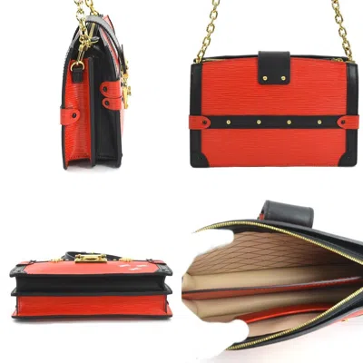 Pre-owned Louis Vuitton Black Red Color Epi Leather Clutch Bag Shoulder Bag () In Black, Red Color