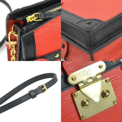 Pre-owned Louis Vuitton Black Red Color Epi Leather Clutch Bag Shoulder Bag () In Black, Red Color