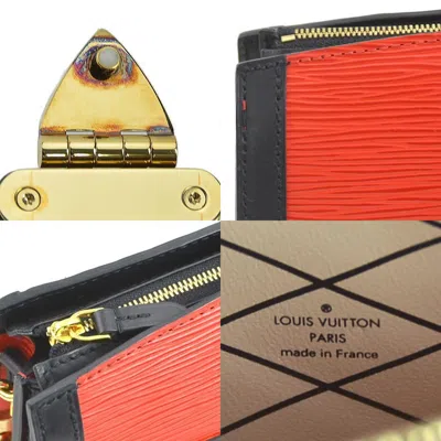 Pre-owned Louis Vuitton Black Red Color Epi Leather Clutch Bag Shoulder Bag () In Black, Red Color