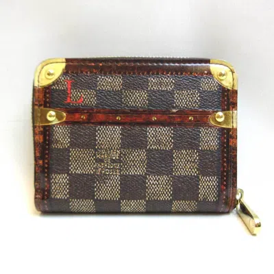 Pre-owned Louis Vuitton Brown Red Color Damier Canvas Coin Purse/coin Case () In Brown, Red Color