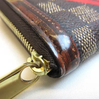 Pre-owned Louis Vuitton Brown Red Color Damier Canvas Coin Purse/coin Case () In Brown, Red Color