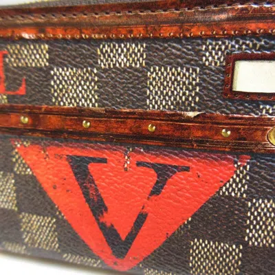 Pre-owned Louis Vuitton Brown Red Color Damier Canvas Coin Purse/coin Case () In Brown, Red Color