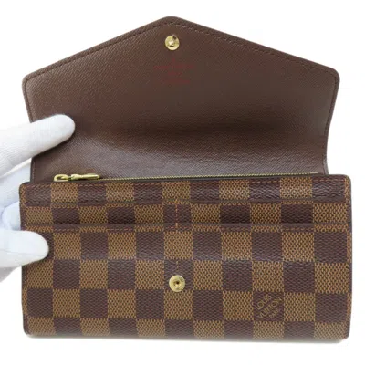 Pre-owned Louis Vuitton Damier Canvas Ebene Damier Canvas Long Wallet (bi-fold) () In Damier Canvas, Ebene