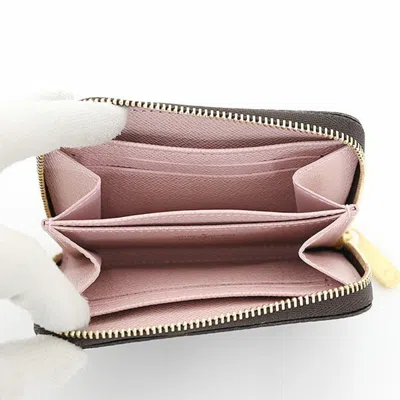 Pre-owned Louis Vuitton Damier Canvas Ebene Rose Ballerine Damier Canvas Leather Coin Purse/coin Case (pre-own In Damier Canvas, Ebene, Rose Ballerine