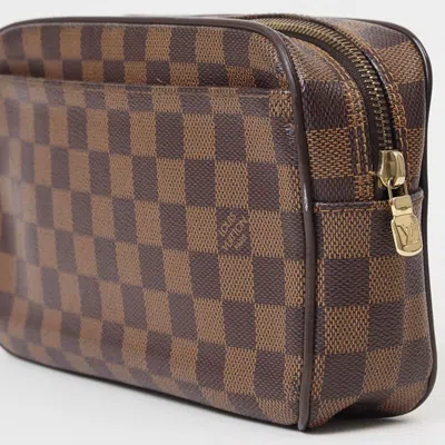 Pre-owned Louis Vuitton Damier Damier Canvas Ebene Damier Canvas Clutch Bag Pochette () In Damier Canvas, Ebene