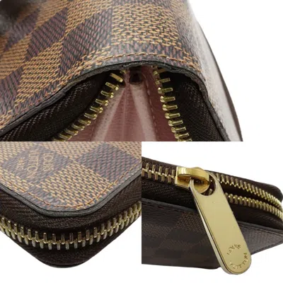 Pre-owned Louis Vuitton Ebene Rose Ballerine Canvas Long Wallet (bi-fold) () In Ebene, Rose Ballerine