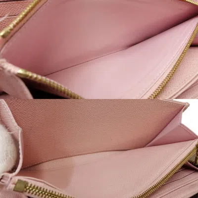 Pre-owned Louis Vuitton Ebene Rose Ballerine Canvas Long Wallet (bi-fold) () In Ebene, Rose Ballerine