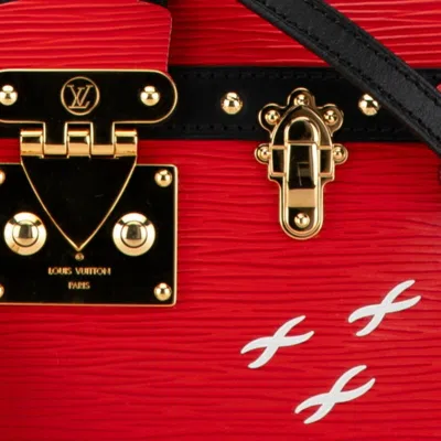 Pre-owned Louis Vuitton Epi Black Rouge Leather Clutch Bag Shoulder Bag () In Black, Rouge