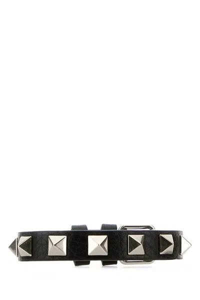 Valentino Leather Bracelet Rockst In Black