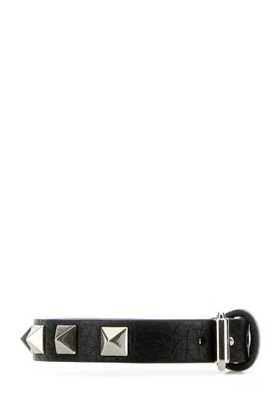 Valentino Leather Bracelet Rockst In Black
