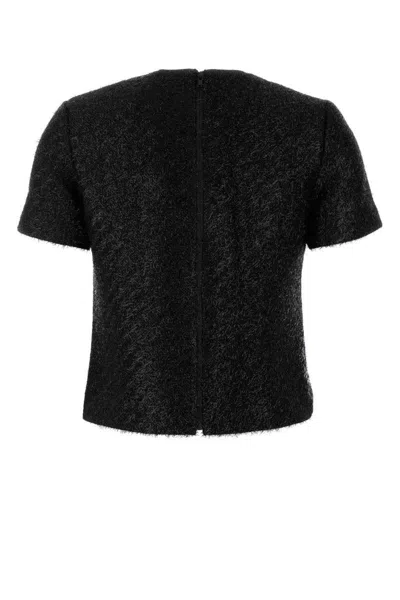 Self-portrait Glitter Buttoned Top With Front Pockets In Black