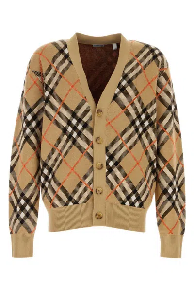 Burberry Embroidered Stretch Wool Blend Cardigan In Multicolor