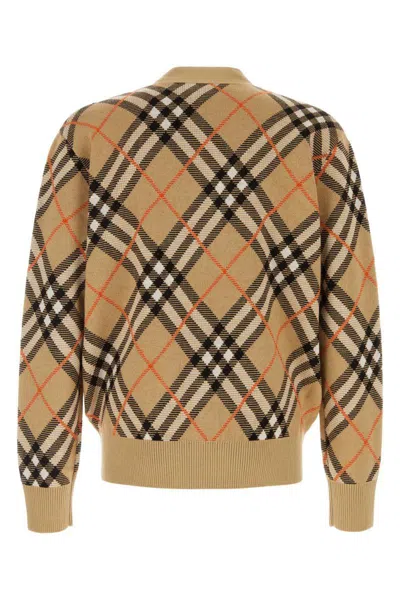 Burberry Embroidered Stretch Wool Blend Cardigan In Multicolor