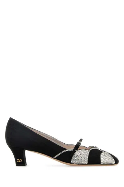 Valentino Garavani Women Black Fabric Bowow Pumps In Black