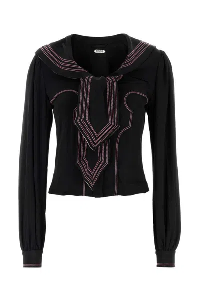 Bode Silk Seafarer Mini Shirt For Women In Black