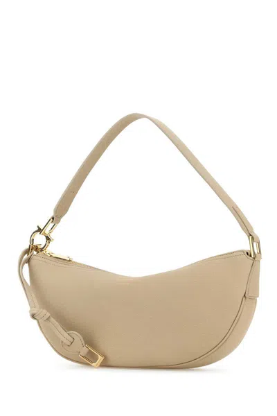 Ferragamo Zippered Shoulder Bag In Beige O Tan