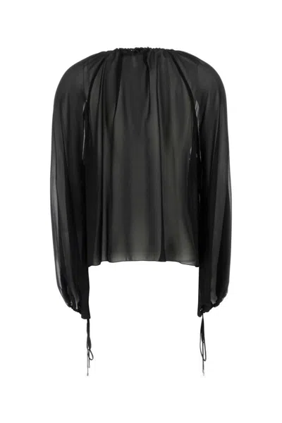 Blumarine Black Silk Georgette Blouse In Black