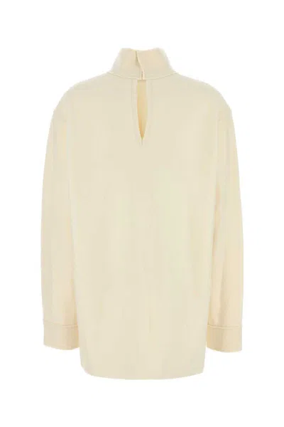 Jil Sander Wool Blend Blouse With High Neck And Keyhole Back In Yellow