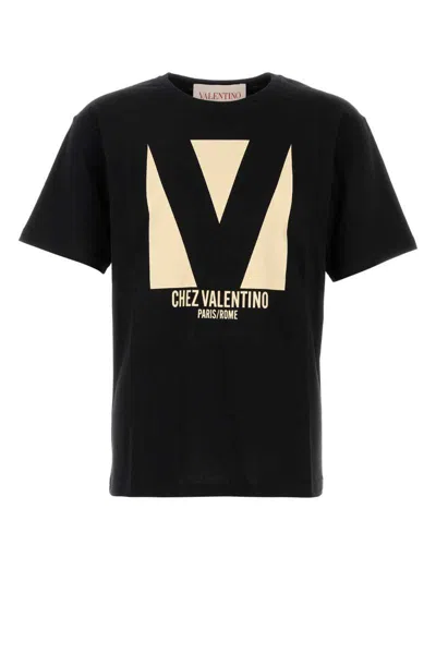 Valentino Crew Neck Short Sleeves T-shirts In Black