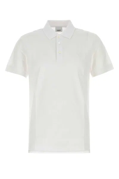 Burberry Men Logo Embroidery Polo Shirt In White